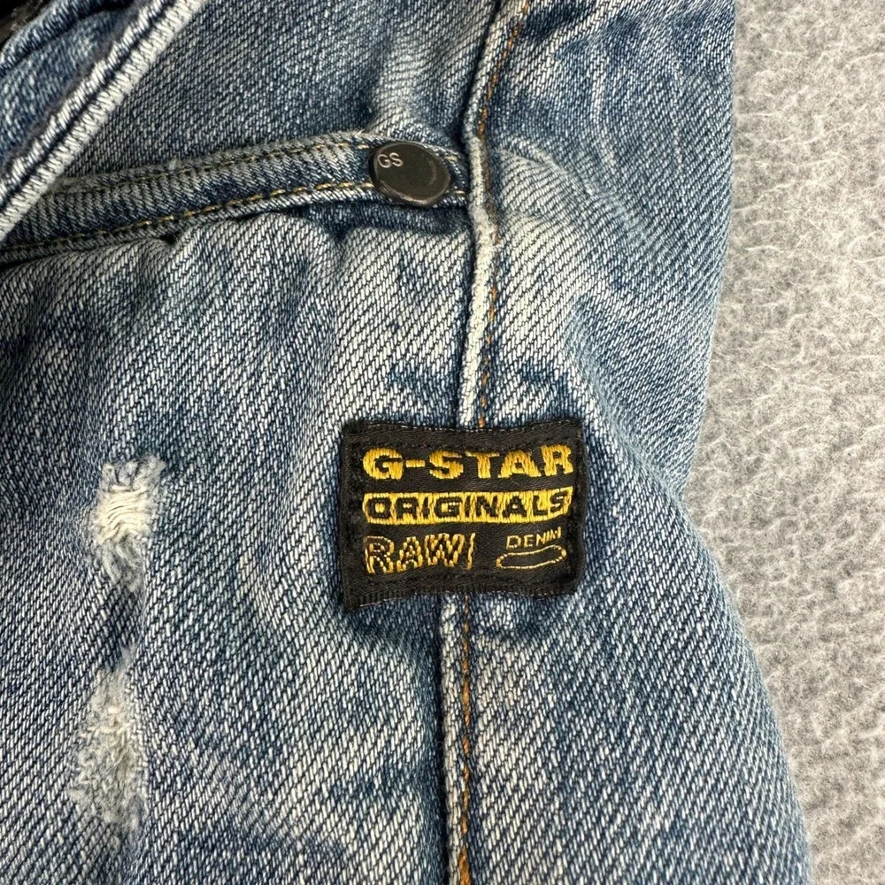 G-Star Raw Jeans Mens Blue GS BAW-01‎ Straight Leg Button Fly Distressed Denim